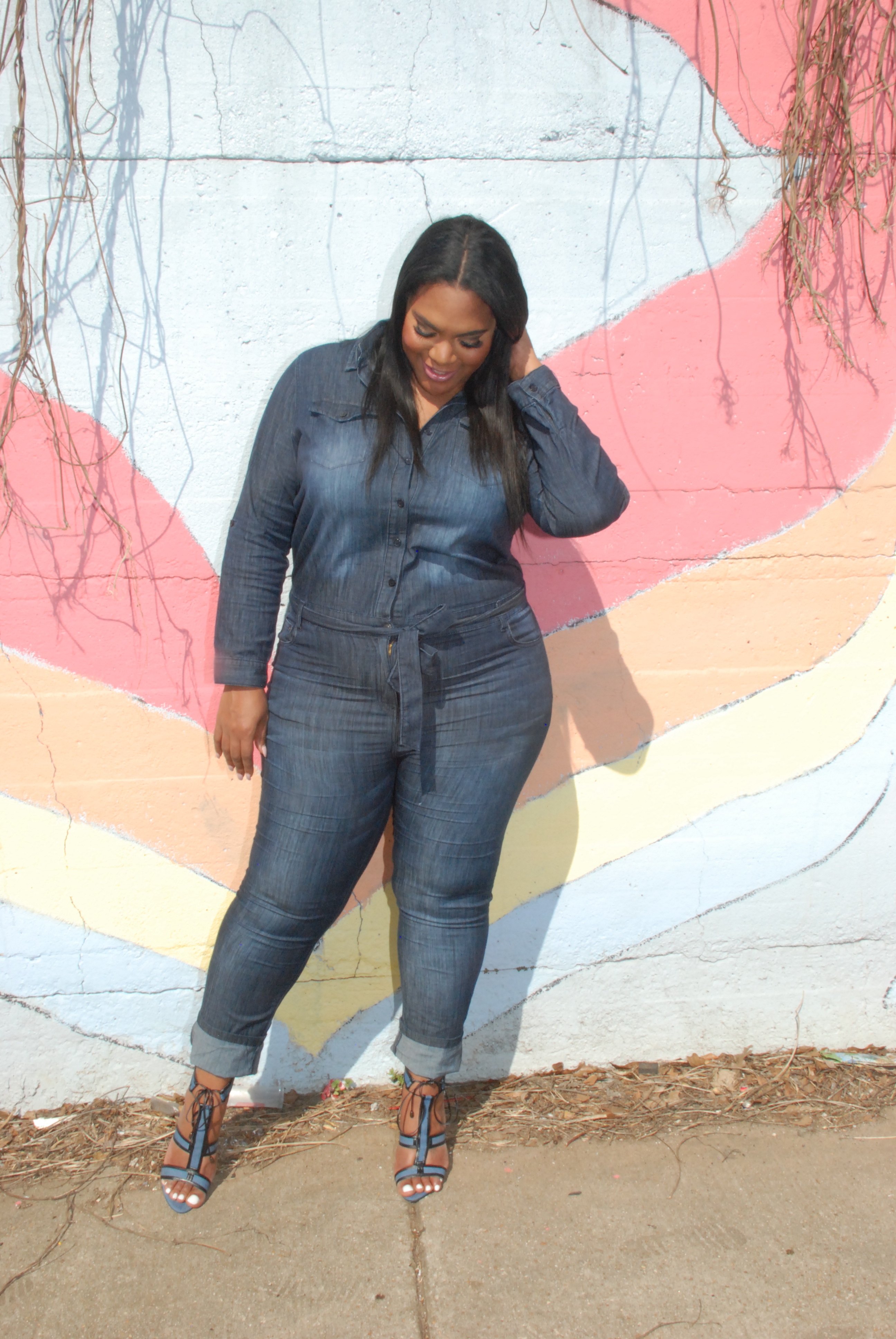 PLUS SIZE DARK DENIM Jumpsuit, Blogger,  First year Blogging, blogiversary 