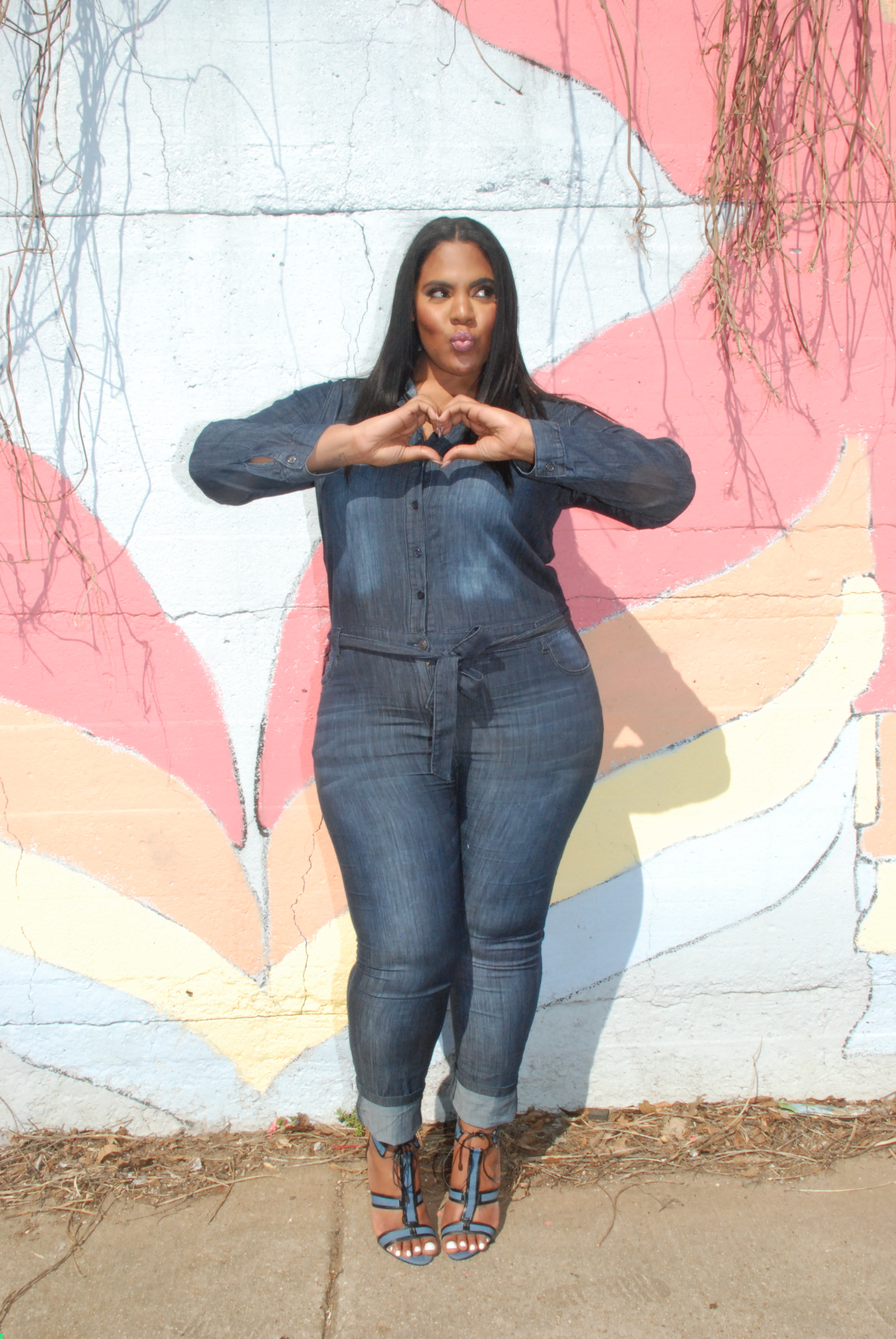 Society of Harlow PLUS SIZE DARK DENIM Jumpsuit